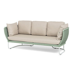 Диван 4SIS Фиджи 3-местный, каркас светло-серый муар, роуп зеленый, ткань Mossle бежевая для дачи Диван 4SIS Фиджи 3-местный, каркас светло-серый муар, роуп зеленый, ткань Mossle бежевая, садовая мебель