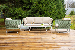 Лаунж-зона 4SIS Фиджи 5-местная, каркас светло-серый, роуп зеленый для дачи Лаунж-зона 4SIS Фиджи 5-местная, каркас светло-серый, роуп зеленый, садовая мебель