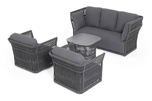 Лаунж-зона 4SIS Лугано 5-местная, каркас темно-серый, роуп темно-серый для дачи Лаунж-зона 4SIS Лугано 5-местная, каркас темно-серый, роуп темно-серый, садовая мебель