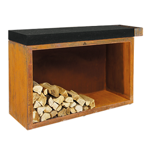Разделочный столик с поленницей OFYR 135 с черной керамикой для приготовления пищи Разделочный столик с поленницей OFYR 135 с черной керамикой для сада