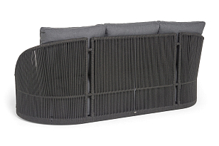 Диван 4SIS Монтелла 3-местный из роупа, каркас алюминий темно-серый (RAL7024) муар, роуп темно-серый круглый, ткань темно-серая 027 для дачи Диван 4SIS Монтелла 3-местный из роупа, каркас алюминий темно-серый (RAL7024) муар, роуп темно-серый круглый, ткань темно-серая 027, садовая мебель