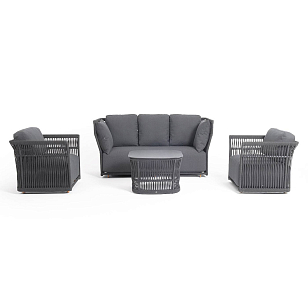 Лаунж-зона 4SIS Лугано 5-местная, каркас темно-серый, роуп темно-серый для дачи Лаунж-зона 4SIS Лугано 5-местная, каркас темно-серый, роуп темно-серый, садовая мебель