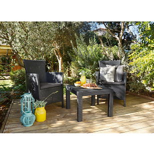 Лаунж зона Keter Rosario balcony set графит для дачи Лаунж зона Keter Rosario balcony set графит, садовая мебель