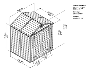 Cарай из поликарбоната Palram Skylight 6x8 Dark Grey для сада и загородного дома Cарай из поликарбоната Palram Skylight 6x8 Dark Grey, уличное оборудование