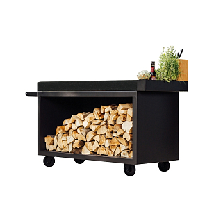 Разделочный столик с поленницей OFYR XL черный с керамикой для приготовления пищи Разделочный столик с поленницей OFYR XL черный с керамикой для сада