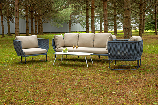 Лаунж-зона 4SIS Фиджи 5-местная, каркас темно-серый, роуп синий для дачи Лаунж-зона 4SIS Фиджи 5-местная, каркас темно-серый, роуп синий, садовая мебель