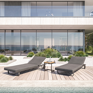 Шезлонг Gardenini Premium Hacienda Карбон / Темно-серый для дачи Шезлонг Gardenini Premium Hacienda Карбон / Темно-серый, садовая мебель