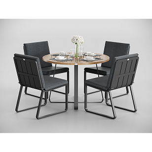 Обеденная зона Gardenini Premium Primavera Карбон / Темно-серый со стульями Voglie для дачи Обеденная зона Gardenini Premium Primavera Карбон / Темно-серый со стульями Voglie, садовая мебель