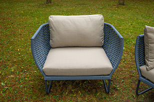 Лаунж-зона 4SIS Фиджи 5-местная, каркас темно-серый, роуп синий для дачи Лаунж-зона 4SIS Фиджи 5-местная, каркас темно-серый, роуп синий, садовая мебель