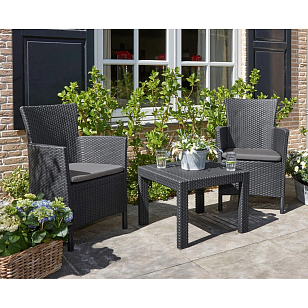 Лаунж зона Keter Rosario balcony set графит для дачи Лаунж зона Keter Rosario balcony set графит, садовая мебель