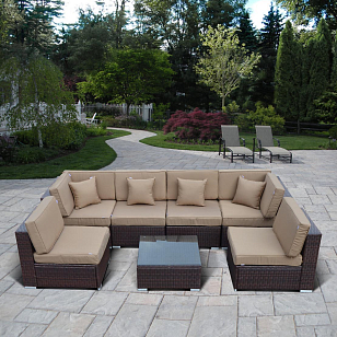 Комплект мебели из искусственного ротанга Lite Mia Brown Beige для дачи Комплект мебели из искусственного ротанга Lite Mia Brown Beige, садовая мебель