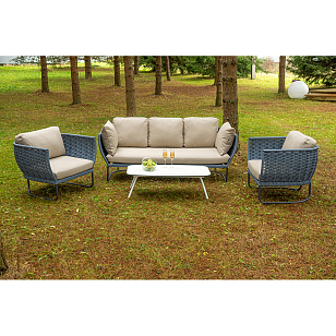 Лаунж-зона 4SIS Фиджи 5-местная, каркас темно-серый, роуп синий для дачи Лаунж-зона 4SIS Фиджи 5-местная, каркас темно-серый, роуп синий, садовая мебель