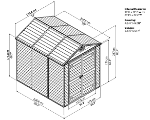 Cарай из поликарбоната Palram Skylight 6x8 Tan для сада и загородного дома Cарай из поликарбоната Palram Skylight 6x8 Tan, уличное оборудование