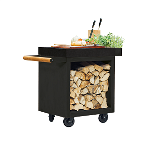 Разделочный столик с поленницей черный OFYR 65 с керамикой для приготовления пищи Разделочный столик с поленницей черный OFYR 65 с керамикой для сада
