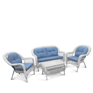 Комплект мебели из искусственного ротанга Lite Kavena White Blue для дачи Комплект мебели из искусственного ротанга Lite Kavena White Blue, садовая мебель
