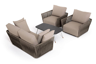 Лаунж-зона 4SIS Форли 4-местная, каркас светло-серый, роуп серо-коричневый для дачи Лаунж-зона 4SIS Форли 4-местная, каркас светло-серый, роуп серо-коричневый, садовая мебель