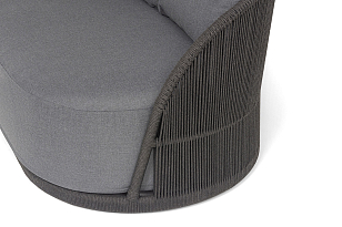 Диван 4SIS Монтелла 3-местный из роупа, каркас алюминий темно-серый (RAL7024) муар, роуп темно-серый круглый, ткань темно-серая 027 для дачи Диван 4SIS Монтелла 3-местный из роупа, каркас алюминий темно-серый (RAL7024) муар, роуп темно-серый круглый, ткань темно-серая 027, садовая мебель