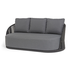 Диван 4SIS Монтелла 3-местный из роупа, каркас алюминий темно-серый (RAL7024) муар, роуп темно-серый круглый, ткань темно-серая 027 для дачи Диван 4SIS Монтелла 3-местный из роупа, каркас алюминий темно-серый (RAL7024) муар, роуп темно-серый круглый, ткань темно-серая 027, садовая мебель