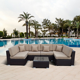 Комплект мебели из искусственного ротанга Lite Mia Brown Beige для дачи Комплект мебели из искусственного ротанга Lite Mia Brown Beige, садовая мебель