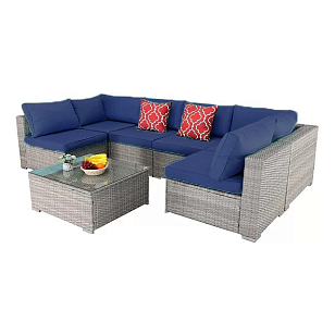 Комплект мебели из искусственного ротанга Lite Mia Grey Blue для дачи Комплект мебели из искусственного ротанга Lite Mia Grey Blue, садовая мебель