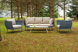 Лаунж-зона 4SIS Фиджи 5-местная, каркас темно-серый, роуп синий для дачи Лаунж-зона 4SIS Фиджи 5-местная, каркас темно-серый, роуп синий, садовая мебель