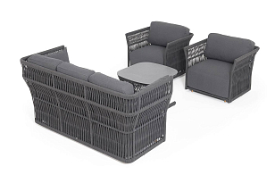 Лаунж-зона 4SIS Лугано 5-местная, каркас темно-серый, роуп темно-серый для дачи Лаунж-зона 4SIS Лугано 5-местная, каркас темно-серый, роуп темно-серый, садовая мебель