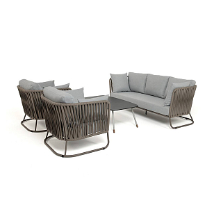 Лаунж-зона 4SIS Багамы, каркас бежево-серый, роуп серо-коричневый для дачи Лаунж-зона 4SIS Багамы, каркас бежево-серый, роуп серо-коричневый, садовая мебель