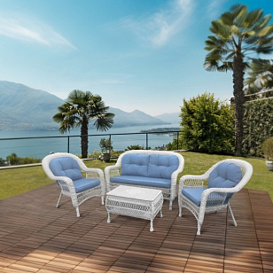 Комплект мебели из искусственного ротанга Lite Kavena White Blue для дачи Комплект мебели из искусственного ротанга Lite Kavena White Blue, садовая мебель