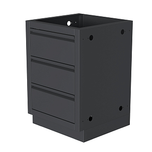 Тумба с тремя выдвижными ящиками и фальш-панелью 1000 Черная для приготовления пищи Тумба с тремя выдвижными ящиками и фальш-панелью 1000 Черная для сада