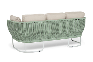 Диван 4SIS Фиджи 3-местный, каркас светло-серый муар, роуп зеленый, ткань Mossle бежевая для дачи Диван 4SIS Фиджи 3-местный, каркас светло-серый муар, роуп зеленый, ткань Mossle бежевая, садовая мебель