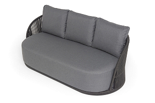 Диван 4SIS Монтелла 3-местный из роупа, каркас алюминий темно-серый (RAL7024) муар, роуп темно-серый круглый, ткань темно-серая 027 для дачи Диван 4SIS Монтелла 3-местный из роупа, каркас алюминий темно-серый (RAL7024) муар, роуп темно-серый круглый, ткань темно-серая 027, садовая мебель