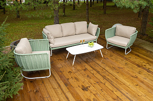 Лаунж-зона 4SIS Фиджи 5-местная, каркас светло-серый, роуп зеленый для дачи Лаунж-зона 4SIS Фиджи 5-местная, каркас светло-серый, роуп зеленый, садовая мебель