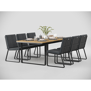 Обеденная зона Gardenini Premium Voglie 220 Карбон / Темно-серый со стульями Voglie для дачи Обеденная зона Gardenini Premium Voglie 220 Карбон / Темно-серый со стульями Voglie, садовая мебель