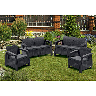 Лаунж зона Keter Corfu Rest графит для дачи Лаунж зона Keter Corfu Rest графит, садовая мебель