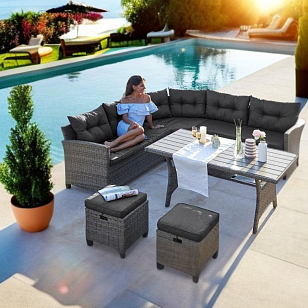 Комплект мебели из искусственного ротанга Lite Fassa Grey для дачи Комплект мебели из искусственного ротанга Lite Fassa Grey, садовая мебель