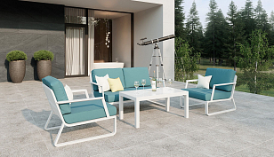 Лаунж зона Gardenini Voglie Белый / Голубой для дачи Лаунж зона Gardenini Voglie Белый / Голубой, садовая мебель