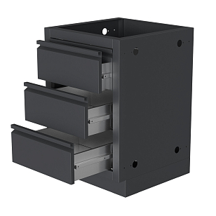 Тумба с тремя выдвижными ящиками и фальш-панелью 1000 Черная для приготовления пищи Тумба с тремя выдвижными ящиками и фальш-панелью 1000 Черная для сада