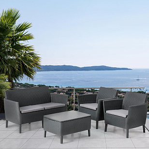 Лаунж зона Keter Salemo set серый для дачи Лаунж зона Keter Salemo set серый, садовая мебель