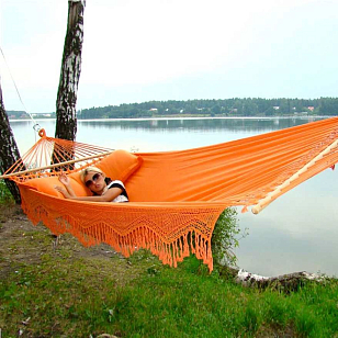 Гамак двухместный Lite Forro оранжевый для отдыха за городом Гамак двухместный Lite Forro оранжевый для хобби и пикника