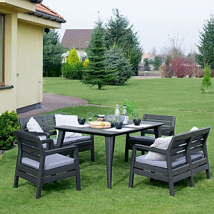 Обеденная группа Keter Delano Lima графит для дачи Обеденная группа Keter Delano Lima графит, садовая мебель