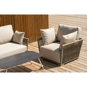 Лаунж-зона 4SIS Форли 4-местная, каркас светло-серый, роуп серо-коричневый для дачи Лаунж-зона 4SIS Форли 4-местная, каркас светло-серый, роуп серо-коричневый, садовая мебель