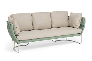 Диван 4SIS Фиджи 3-местный, каркас светло-серый муар, роуп зеленый, ткань Mossle бежевая для дачи Диван 4SIS Фиджи 3-местный, каркас светло-серый муар, роуп зеленый, ткань Mossle бежевая, садовая мебель