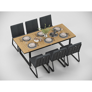 Обеденная зона Gardenini Premium Voglie 220 Карбон / Темно-серый со стульями Voglie для дачи Обеденная зона Gardenini Premium Voglie 220 Карбон / Темно-серый со стульями Voglie, садовая мебель