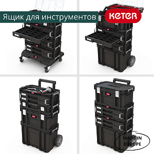 Ящик для инструментов Keter Stack n Roll 2 Drawers для дачи Ящик для инструментов Keter Stack n Roll 2 Drawers, садовая мебель