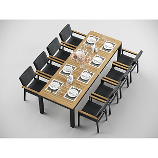 Обеденная зона Gardenini Premium Bella 280 Карбон / Темно-серый со стульями Premium Bella для дачи Обеденная зона Gardenini Premium Bella 280 Карбон / Темно-серый со стульями Premium Bella, садовая мебель