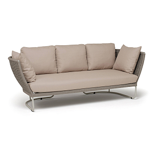 Диван 4SIS Фиджи 3-местный, каркас светло-серый муар, роуп серый меланж, ткань Mossle бежевая для дачи Диван 4SIS Фиджи 3-местный, каркас светло-серый муар, роуп серый меланж, ткань Mossle бежевая, садовая мебель