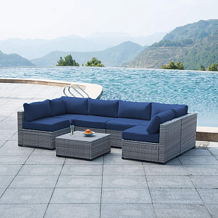 Комплект мебели из искусственного ротанга Lite Mia Grey Blue для дачи Комплект мебели из искусственного ротанга Lite Mia Grey Blue, садовая мебель