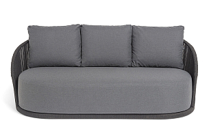 Диван 4SIS Монтелла 3-местный из роупа, каркас алюминий темно-серый (RAL7024) муар, роуп темно-серый круглый, ткань темно-серая 027 для дачи Диван 4SIS Монтелла 3-местный из роупа, каркас алюминий темно-серый (RAL7024) муар, роуп темно-серый круглый, ткань темно-серая 027, садовая мебель