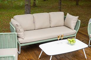 Лаунж-зона 4SIS Фиджи 5-местная, каркас светло-серый, роуп зеленый для дачи Лаунж-зона 4SIS Фиджи 5-местная, каркас светло-серый, роуп зеленый, садовая мебель