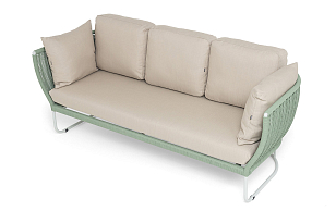 Диван 4SIS Фиджи 3-местный, каркас светло-серый муар, роуп зеленый, ткань Mossle бежевая для дачи Диван 4SIS Фиджи 3-местный, каркас светло-серый муар, роуп зеленый, ткань Mossle бежевая, садовая мебель